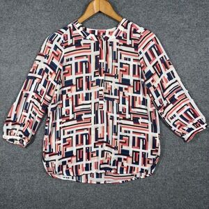 JM Collection Tunic Womens Small Petite Geometric Print Top